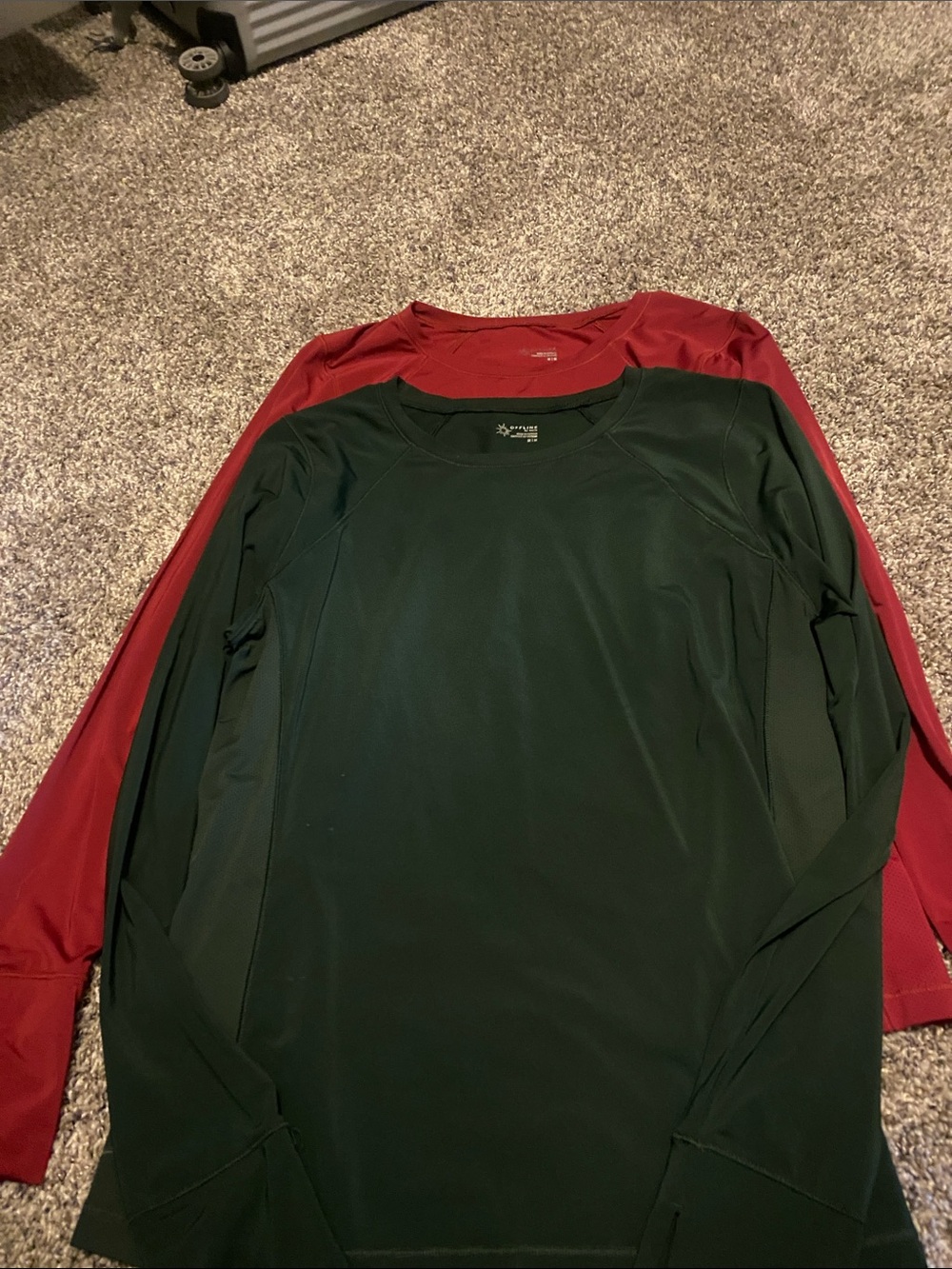 Aerie Offline Long Sleeve Shirt in Dark Green and Maroon